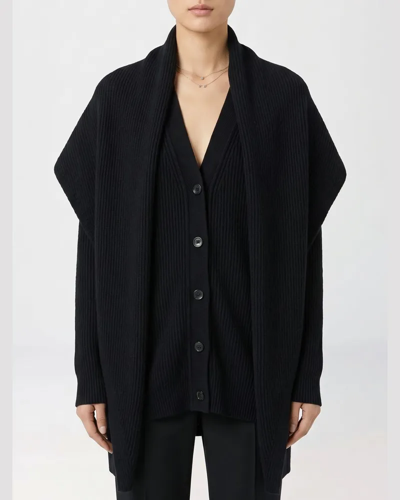 Blumarine Asymmetrischer Cardigan von aus reiner Schurwolle mit Schalkragen Schwarz