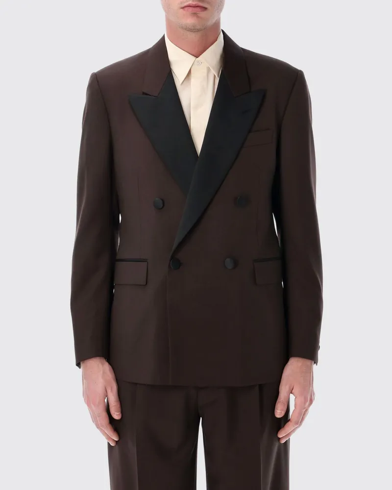 LARDINI Zweireihiger Blazer aus reiner Schurwolle mit steigendem Revers Braun