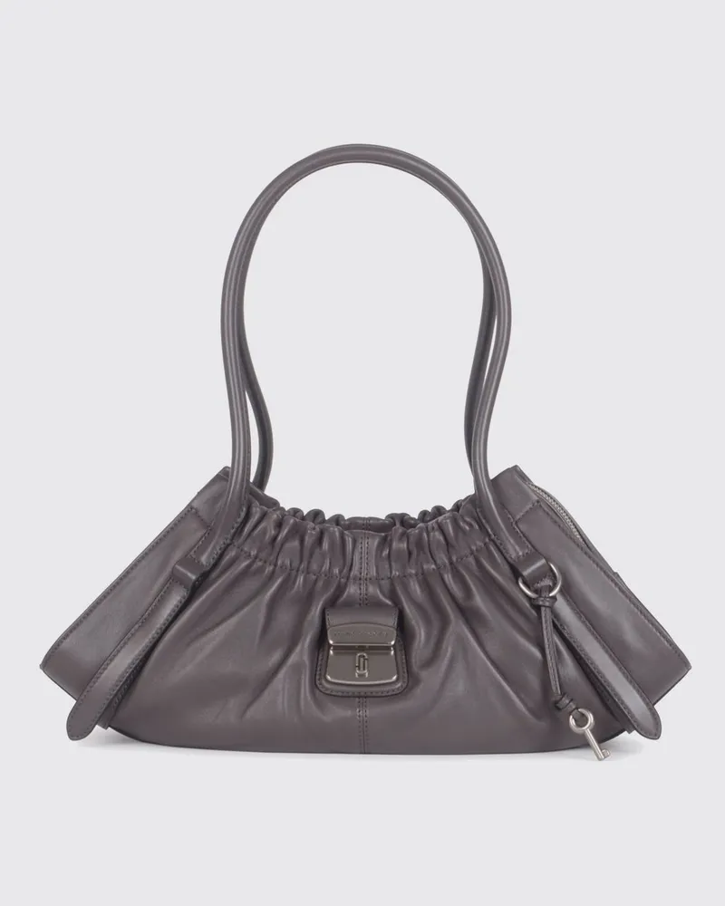 Marc Jacobs Lederschultertasche The Cristina mit doppeltem Henkel und Vorhängeschloss Aluminium