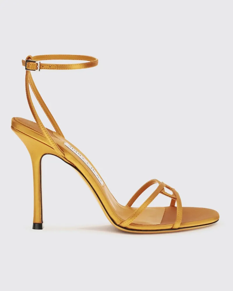 Jimmy Choo Leo Seidensatin-Sandalen mit hohem Stiletto-Absatz Orange