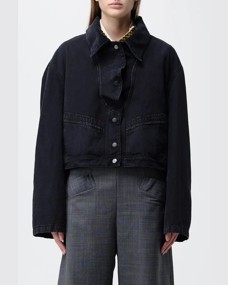 Maison Margiela Kurze Hemdjacke aus Baumwolle Schwarz