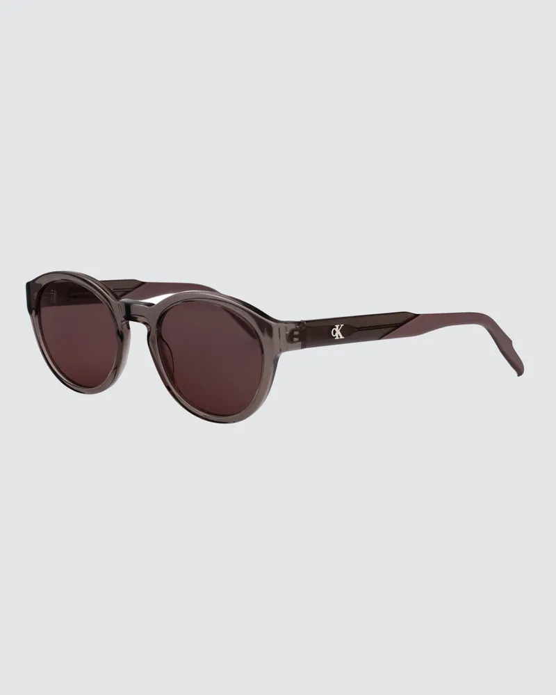 Calvin Klein Runde Sonnenbrille aus Acetat mit Monogramm Grau