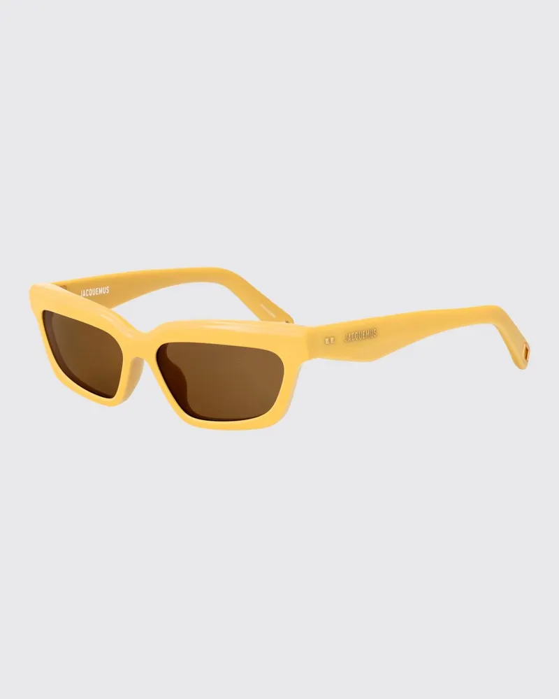 Jacquemus Rechteckige Cat-Eye-Sonnenbrille mit braunem Acetat-Rahmen Braun