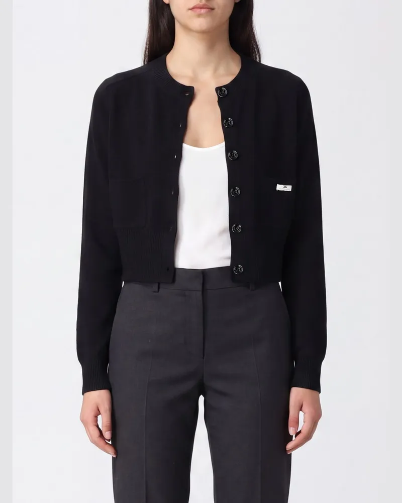 Elisabetta Franchi Verkürzter Cardigan aus Wolle und Kaschmir von Schwarz