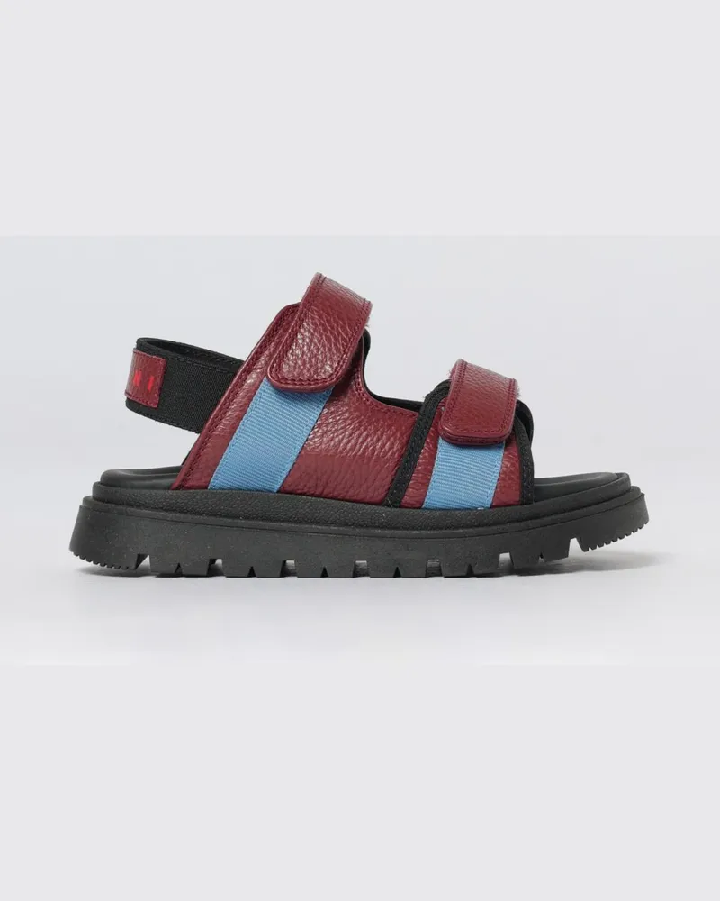 Marni Sandalen aus genarbtem Leder Burgunderrot
