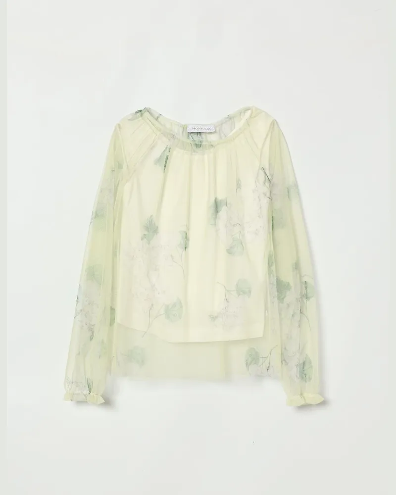 Monnalisa Organza-Bluse mit Blumenmuster Grün