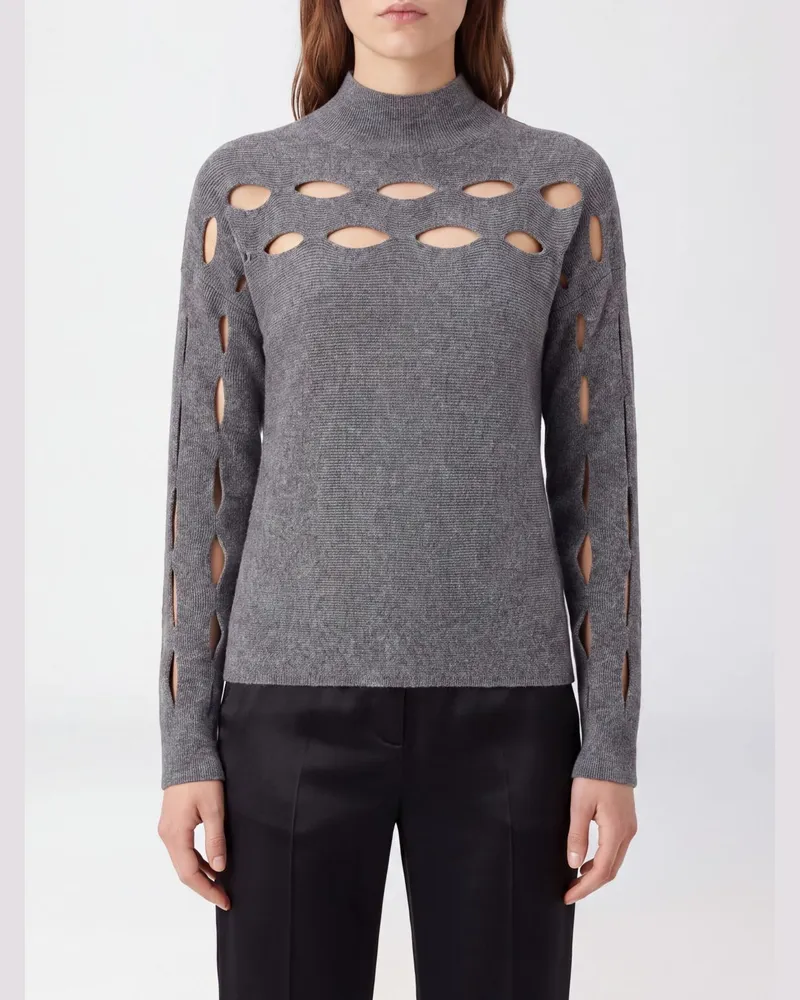 Liviana Conti Dorothy Slim-Fit-Pullover aus Kaschmirmischung mit Cut-Out Grau