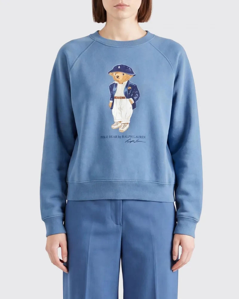 Ralph Lauren Sweatshirt aus Baumwollmischung mit Teddybär-Print Blau