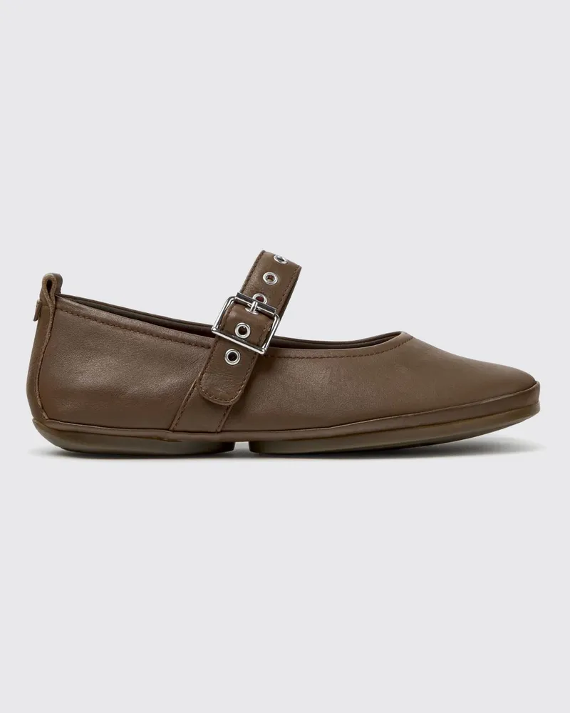 Camper Mary-Jane-Ballerinas Casi Myra aus recyceltem PET mit verstellbarem Riemen Braun