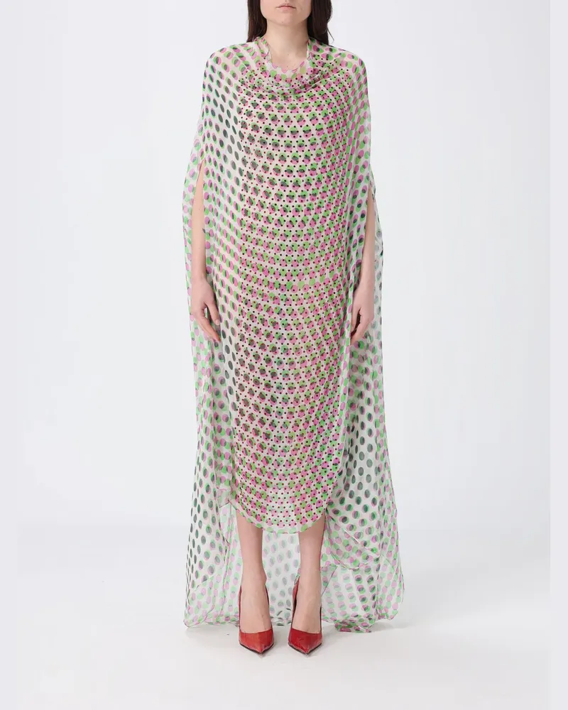 Dries van Noten Asymmetrisches bedrucktes Seidenkleid Nude