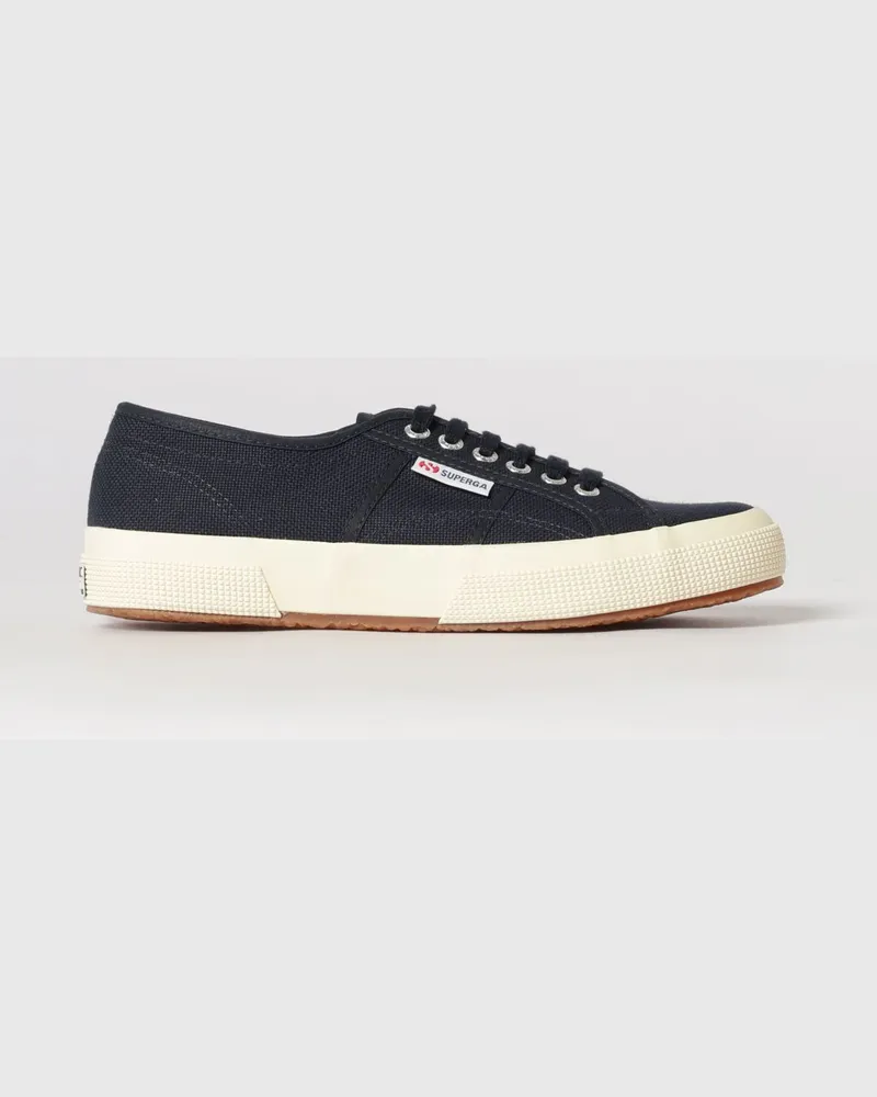Superga 2750-Cotu Classic Baumwoll-Sneakers mit Gummisohle und aufgesetztem Logo Blau