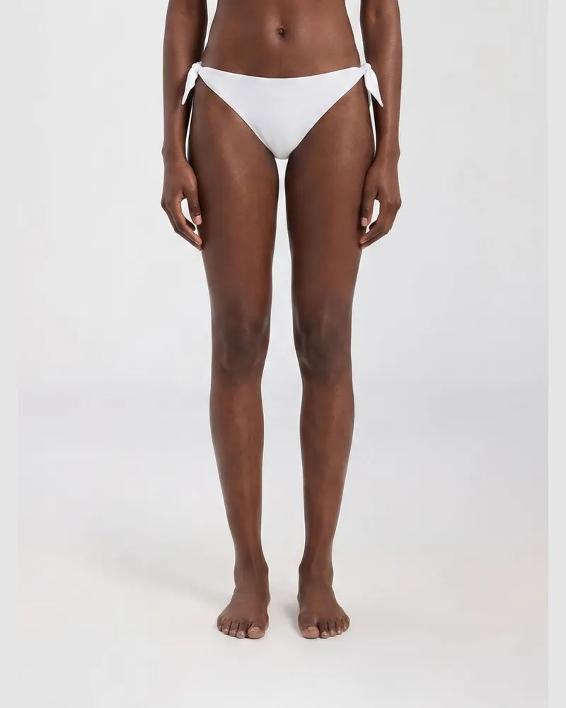 Brunello Cucinelli Bikini-Slip mit niedrigem Bund und seitlichen Bindebändern Weiß