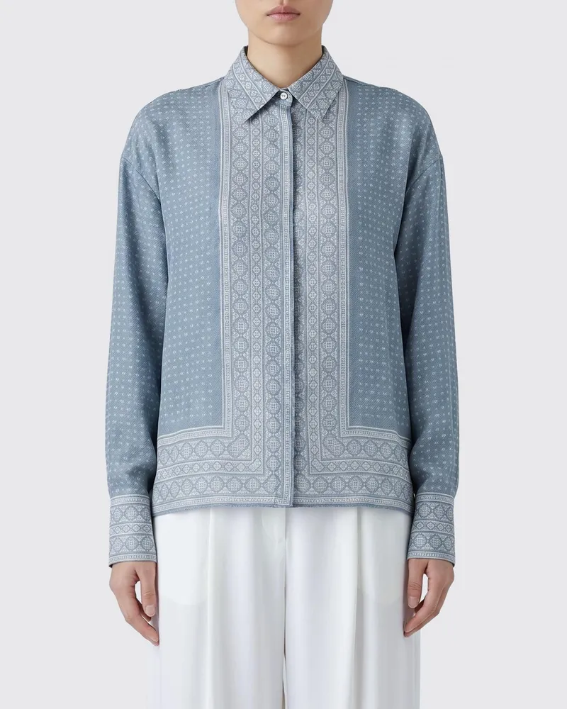Ermanno Scervino Seidenhemd mit Ethno-Print Denim