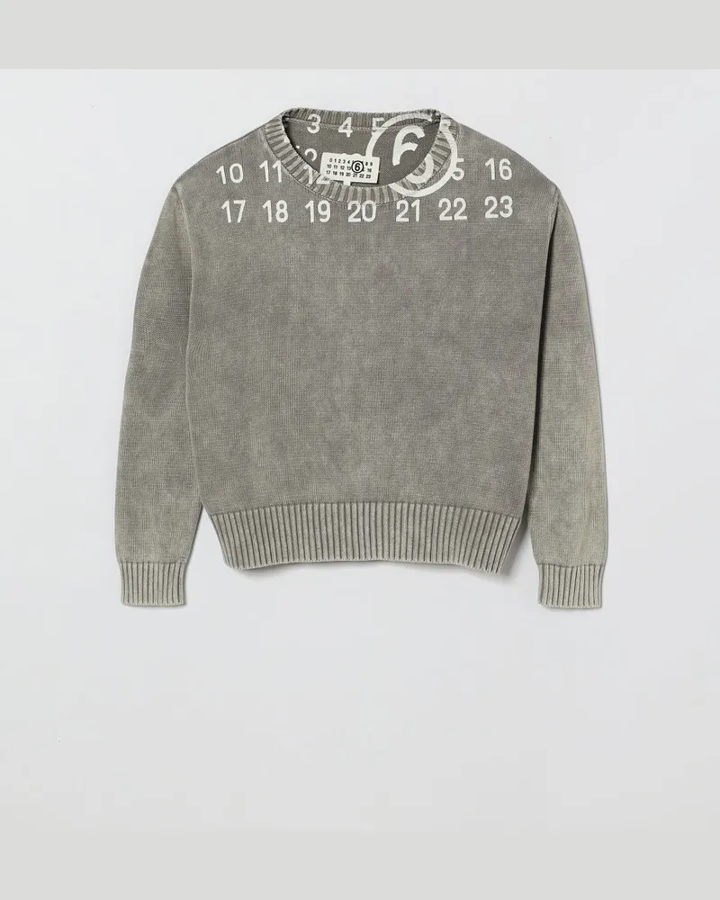 Maison Margiela Rundhals Pullover aus Baumwolle Grau