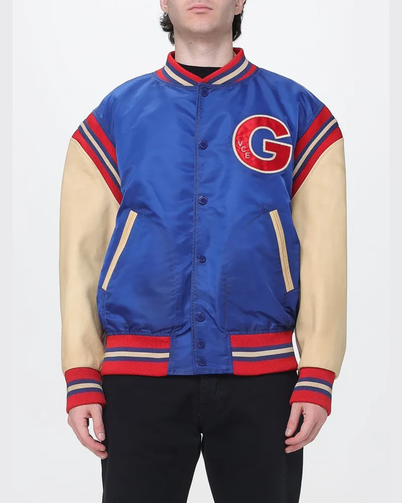 Golden Goose Nylon-Bomberjacke im College-Stil mit kontrastierendem Logo Navy