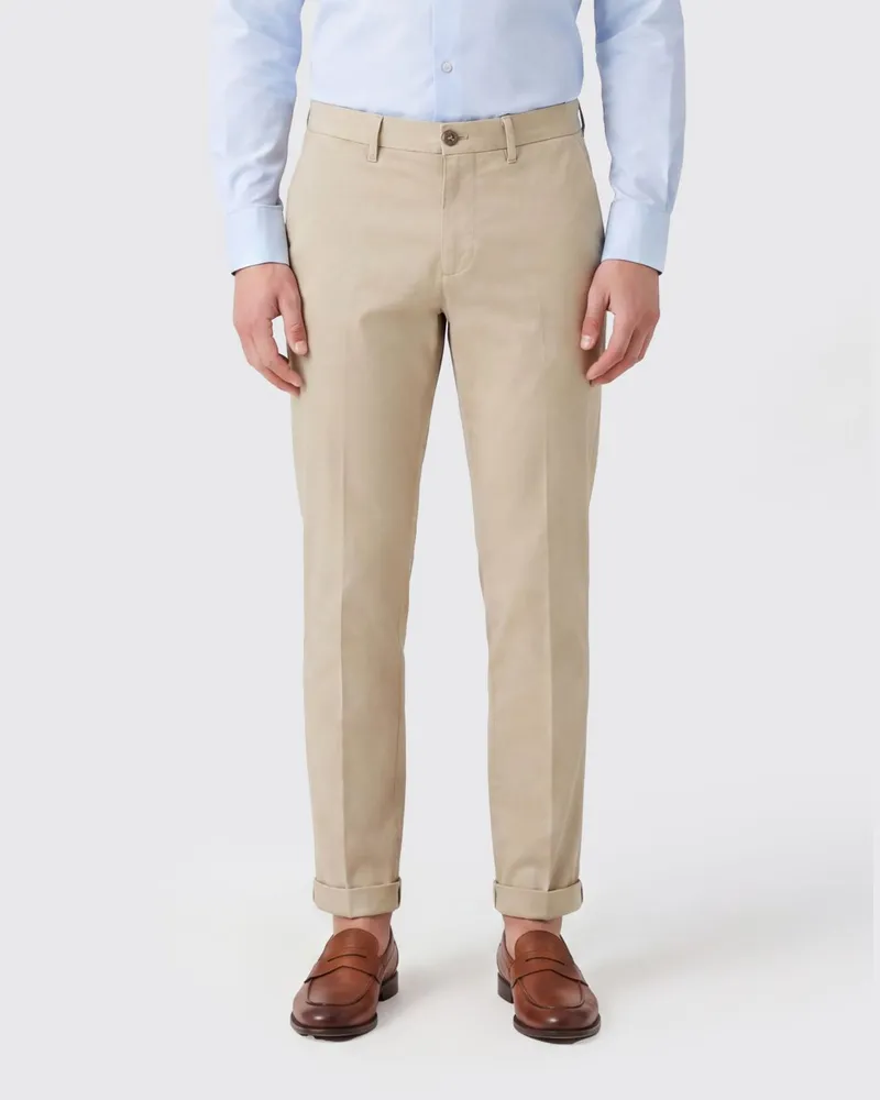 Re-HasH Chino-Hose aus Stretch-Baumwolle Beige