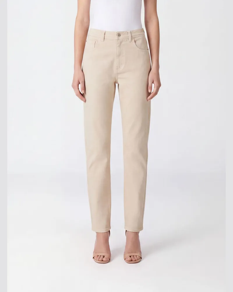 Brunello Cucinelli High-Waist-Skinny-Jeans aus Stretch-Denim mit Monili-Stickerei Weiß