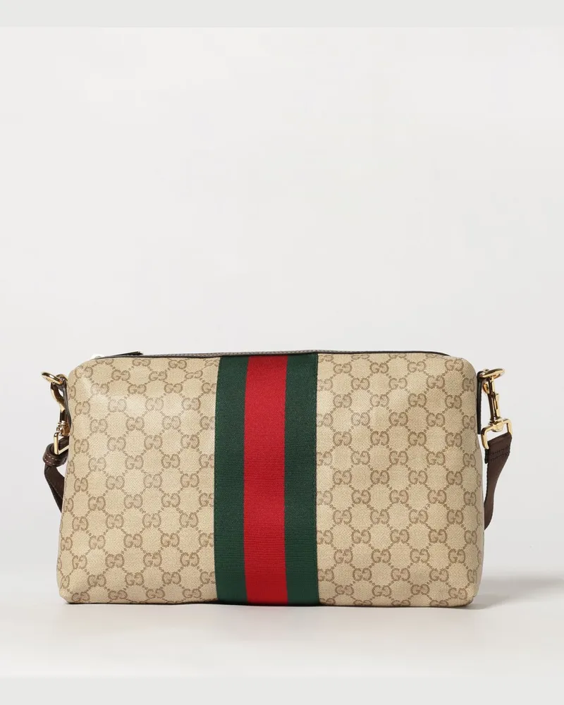 Gucci Umhängetasche aus GG Supreme-Stoff mit Handgelenkschlaufe Braun