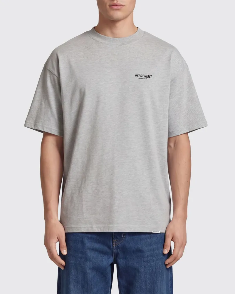 REPRESENT Rundhals-T-Shirt aus Baumwolle von mit Kontrastlogo Grau