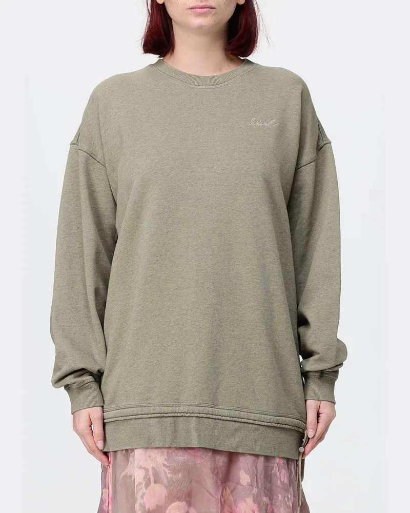 Diesel Relaxed Fit Baumwoll-Sweatshirt mit Rundhalsausschnitt und gesticktem Logo Tabak