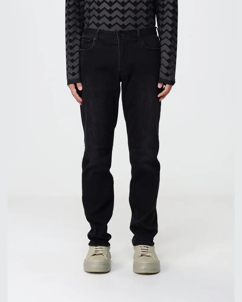 Emporio Armani Five-Pocket-Skinny-Jeans aus Denim mit Adler-Logo hinten Grau