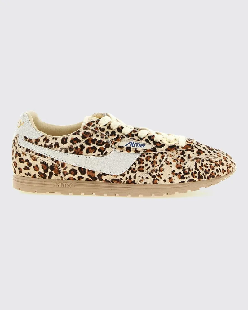 AUTRY Windspin Low-Top-Sneaker aus Leder in Ponyfell-Optik Weiß