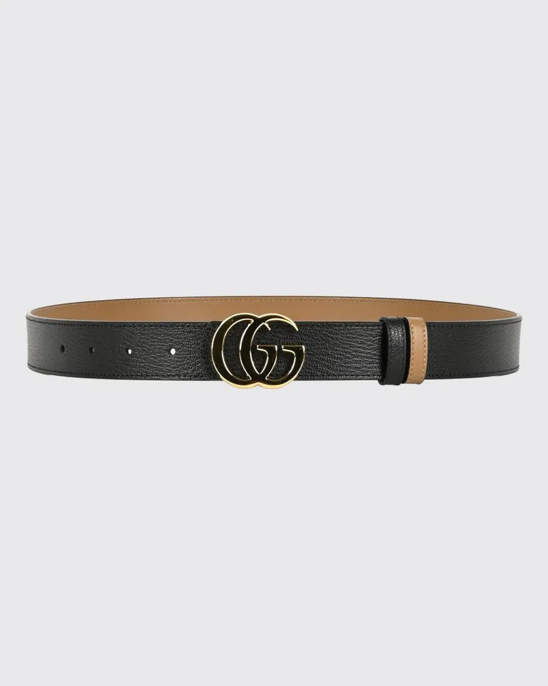 Gucci Wendegürtel GG Marmont aus Kalbsleder mit Monogramm-Schnalle Schwarz