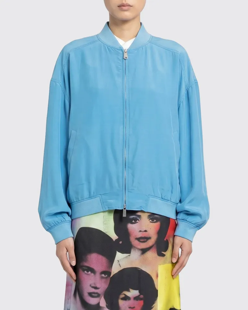 Versace Bomberjacke aus Seidenpopeline Blau