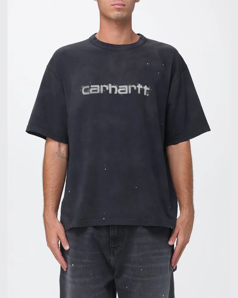 Carhartt WIP Rundhals-T-Shirt aus Bio-Baumwolle mit aufgedrucktem Logo Schwarz