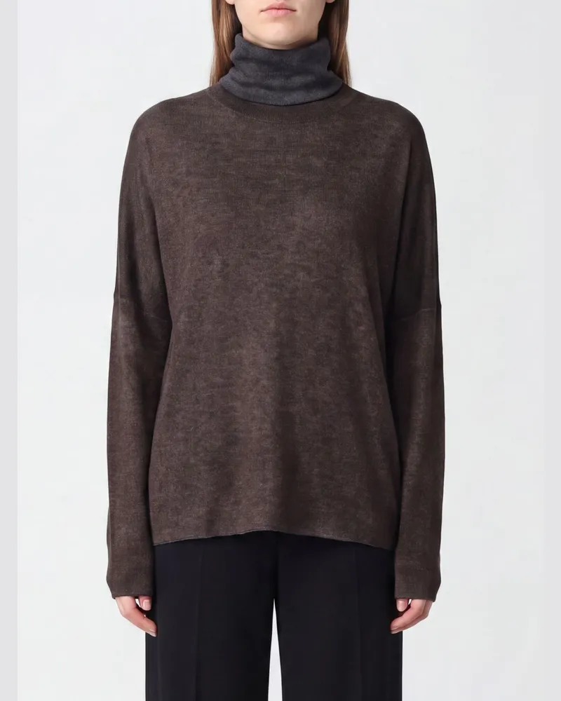 Avant Toi Rollkragenpullover aus Woll-Kaschmir-Mischung mit langen Ärmeln und Rippbündchen Braun