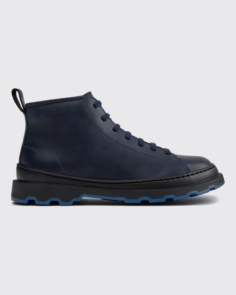 Camper Brutus+ Schnürstiefel aus Nubukleder mit seitlichem Reißverschluss Blau