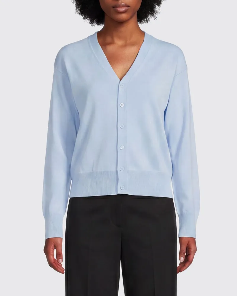 Maison Margiela V-Ausschnitt-Cardigan aus Baumwolle mit überschnittenen Schultern Blau