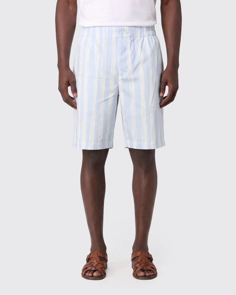 Jacquemus Gestreifte Leinenmisch-Shorts Blau