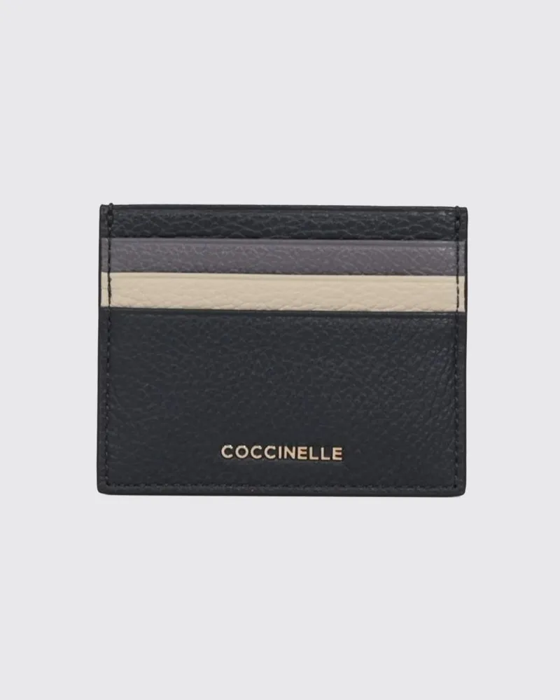 Coccinelle Flacher Kartenhalter aus genarbtem Leder mit mehrfarbigem Streifenmuster Avion