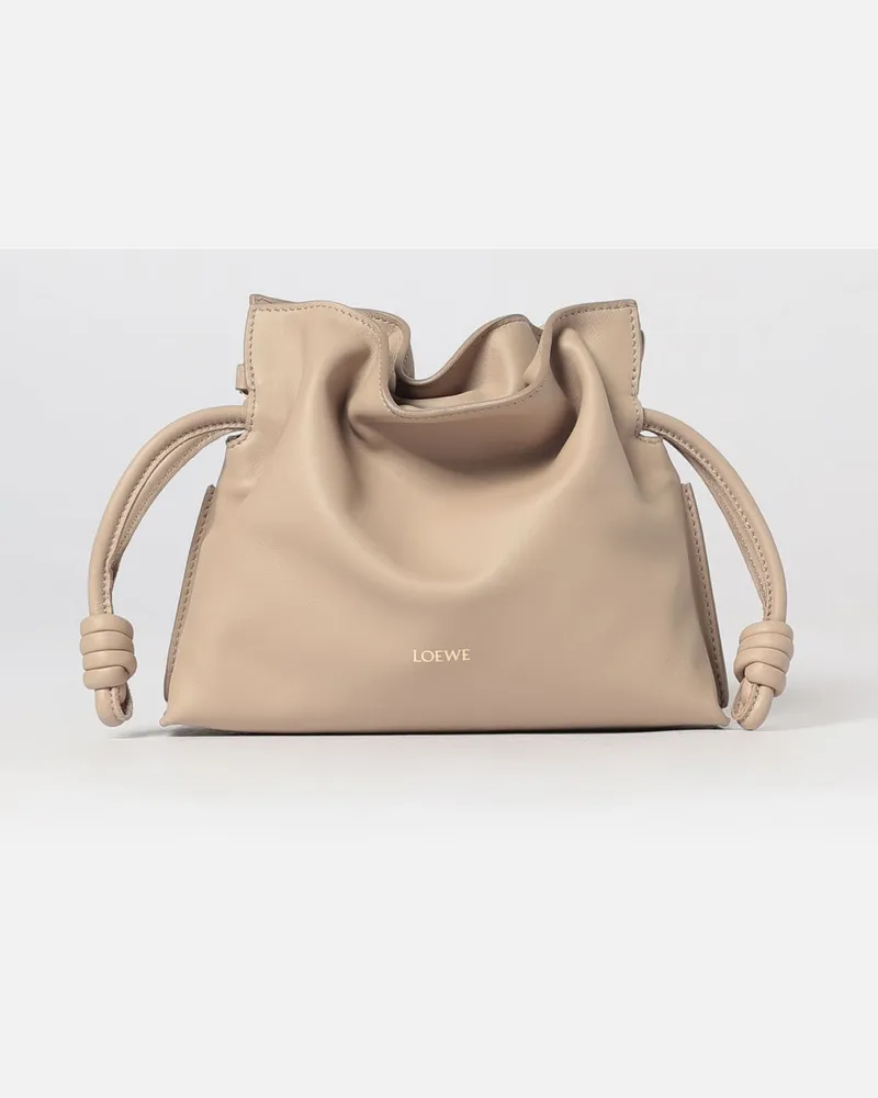 Loewe Flamenco Mini-Beuteltasche aus Kalbsleder mit Kordelzug Beige