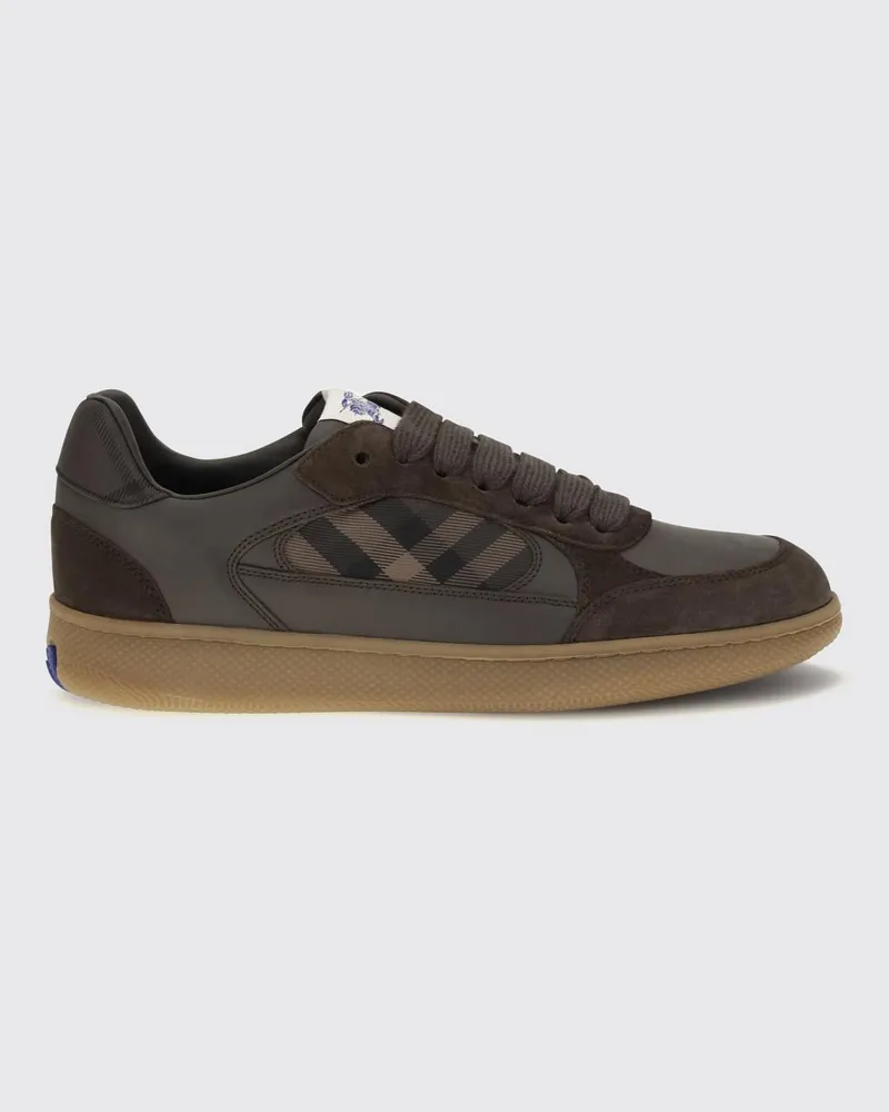Burberry Terrace Kalbsleder-Sneaker mit Check-Einsätzen Braun