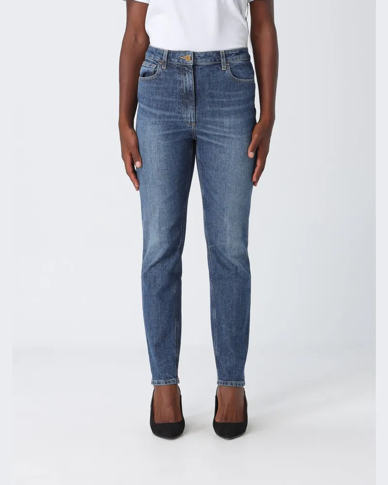 Elisabetta Franchi Hoch taillierte Skinny-Jeans aus Stretch-Baumwolldenim Blau