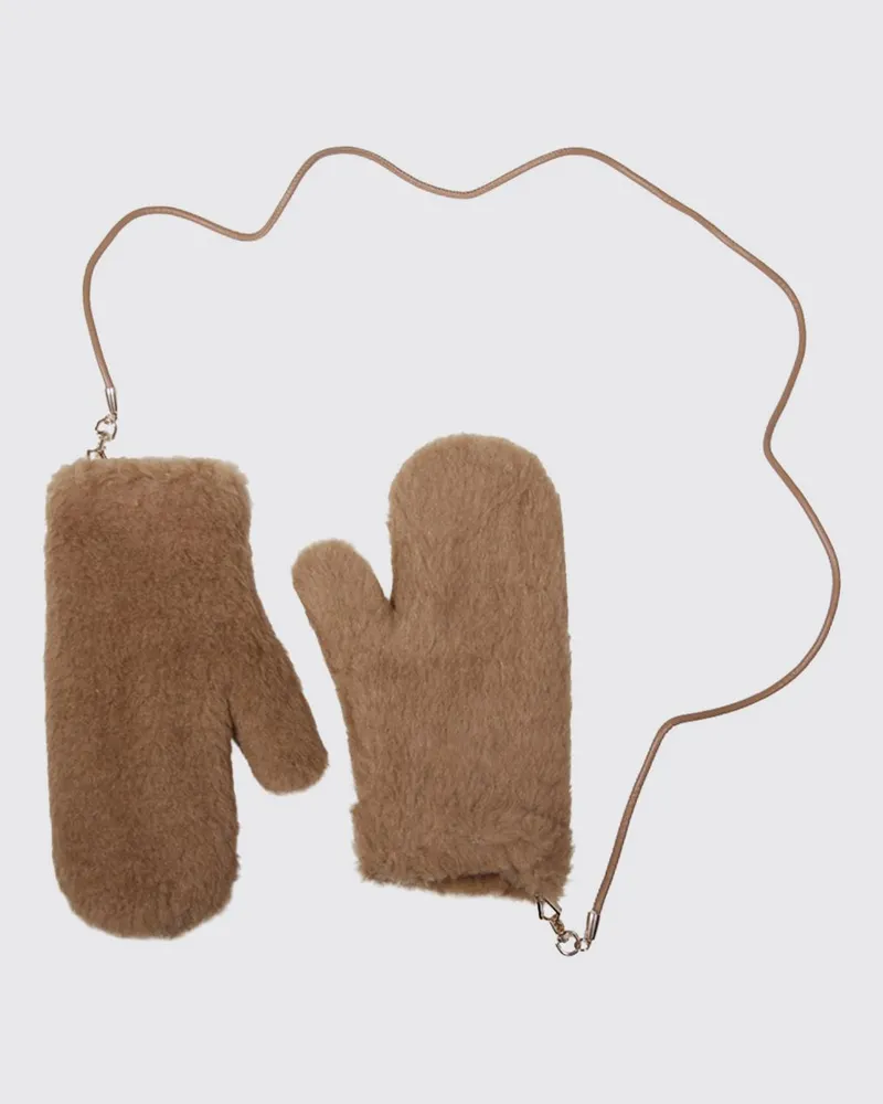 Max Mara Handschuhe von aus edlem Kamelhaar-Seidengemisch mit Karabiner Beige