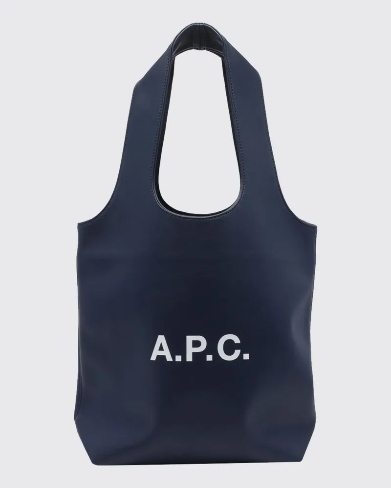 A.P.C. Tote-Bag Ninon aus Kunstleder mit doppeltem Henkel und Logodruck Blau