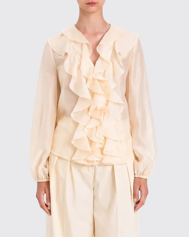 Twin-Set Organza-Hemd mit Rüschen Beige