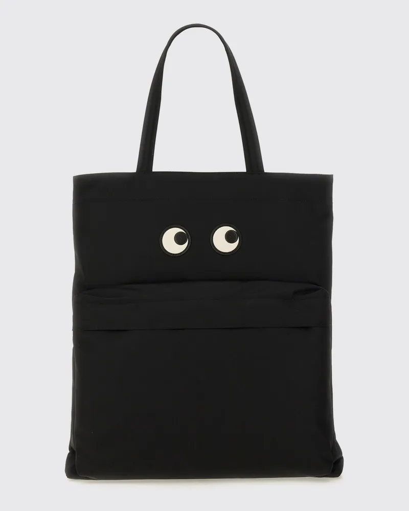 Anya Hindmarch Eyes Econyl® Tote-Tasche mit Grafikdruck und doppelten Ledergriffen Schwarz