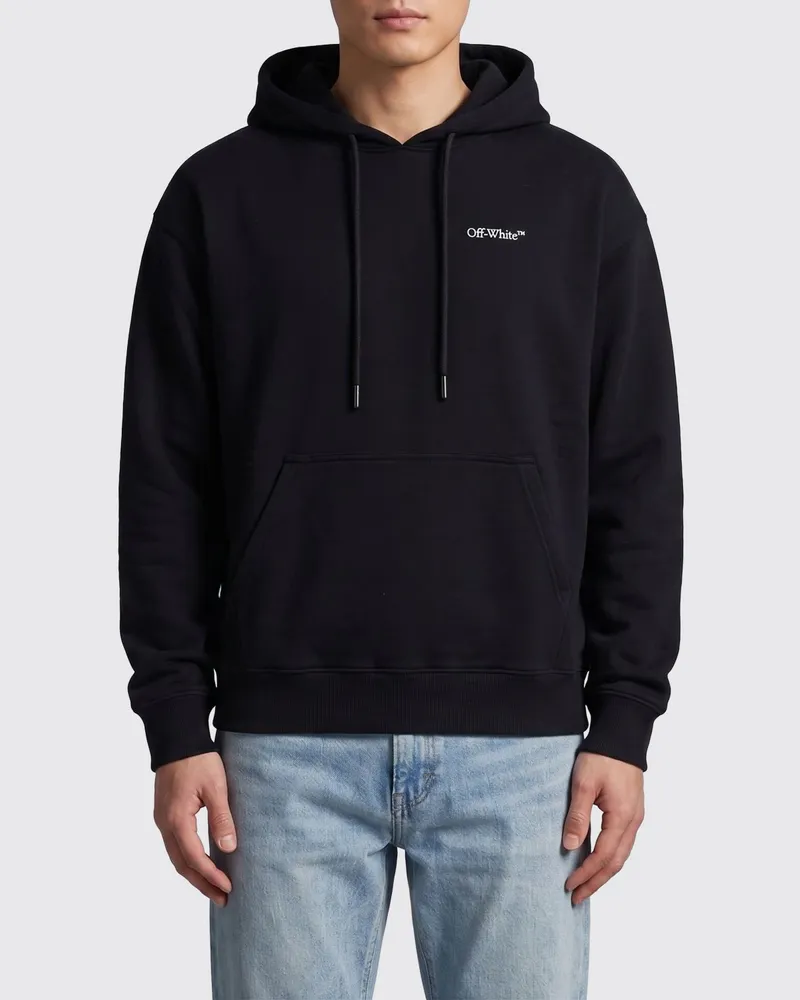 OFF-WHITE Bedruckter Baumwoll-Hoodie Schwarz