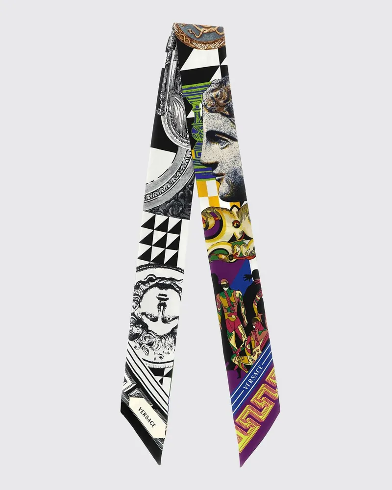 Versace Bandeau-Schal aus reiner Seide mit durchgehendem Grafikdruck Bunt