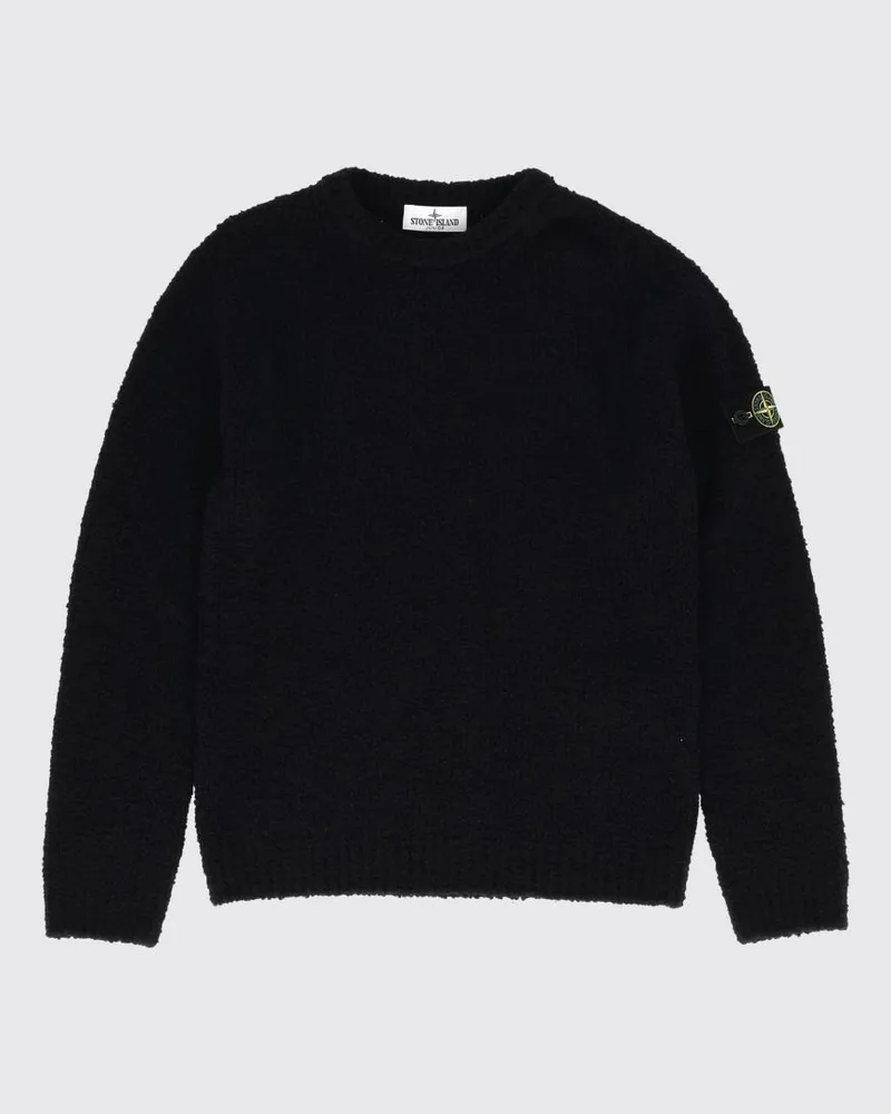 Stone Island Rundhalspullover für Jungen aus Schurwolle mit Compass-Logo Blau