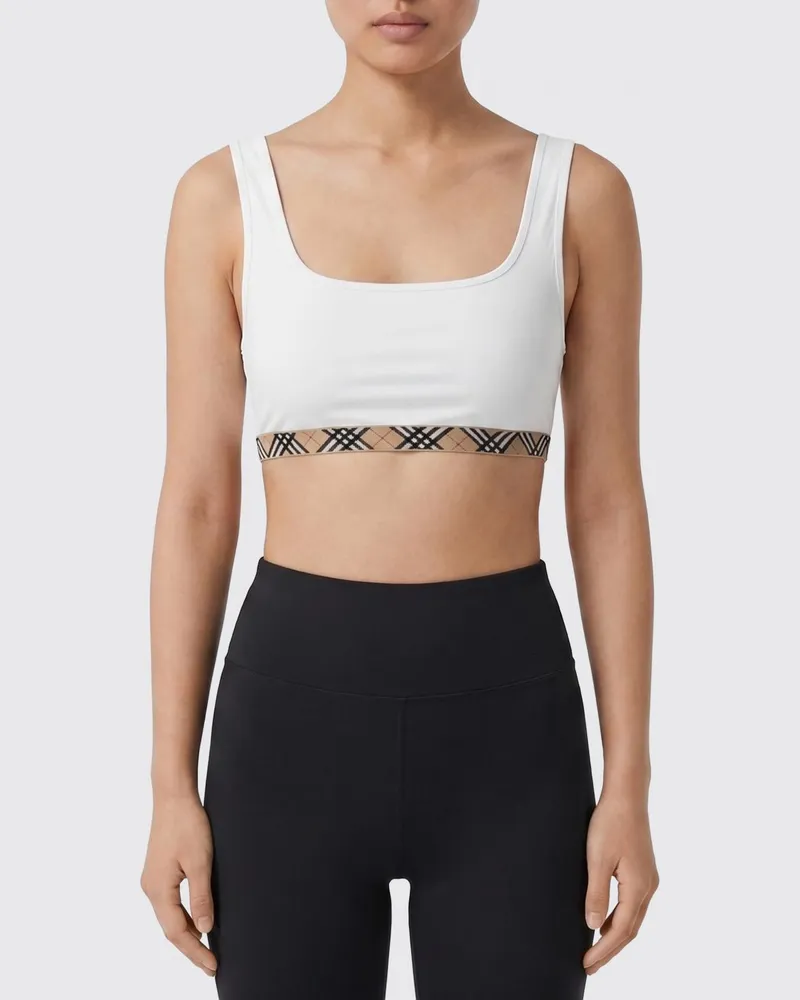 Burberry Crop Top aus Stretch-Funktionsgewebe Weiß