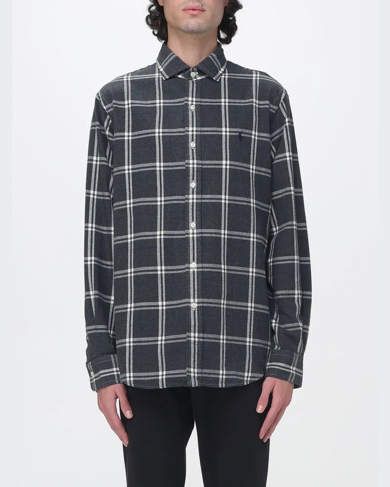 Ralph Lauren Slim-Fit-Karohemd aus Baumwolle von mit gesticktem Pony-Logo Grau
