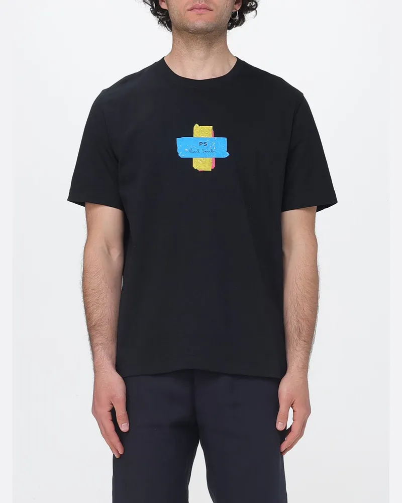 Paul Smith Bio-Baumwoll-T-Shirt mit Logo Schwarz