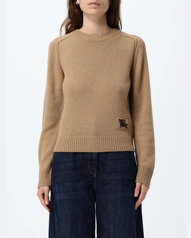 Burberry Kaschmirpullover von mit Rundhalsausschnitt und EKD-Logo-Stickerei Camel
