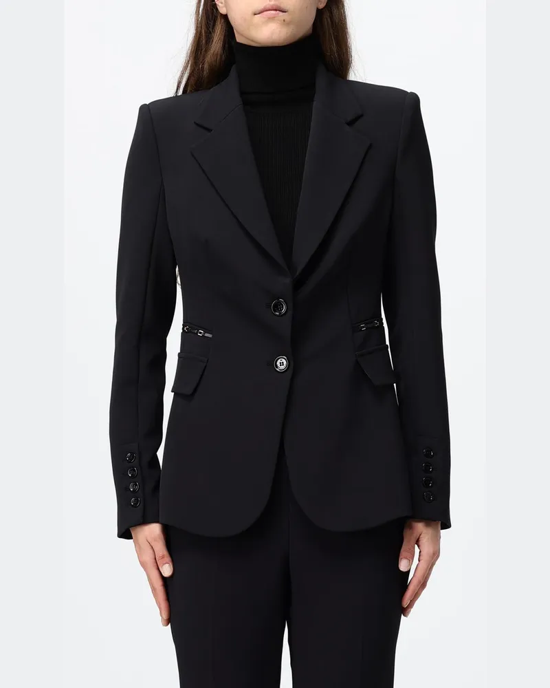 Elisabetta Franchi Kurzer Einreiher-Blazer mit steigendem Revers und Slim Fit Schwarz