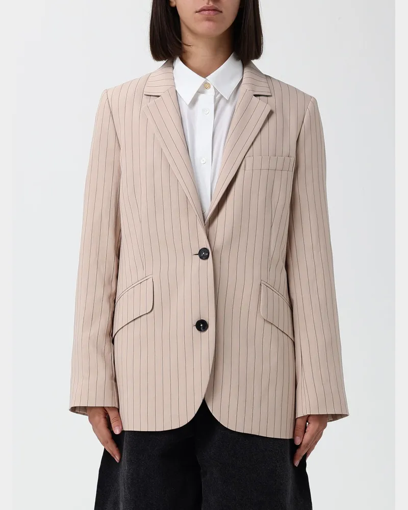 Paul Smith Einreihiger Blazer aus Viskose mit Nadelstreifen und Reverskragen Beige
